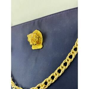Vintage MidCentury Mardane Handbag Royal Blue Gold Chain Cougar Head Detail